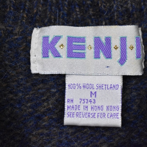 SOLD 90s Kenji Sweater 100% Shetland Wool Vintage Winter Reindeer Holiday VTG - Picture 4 of 4